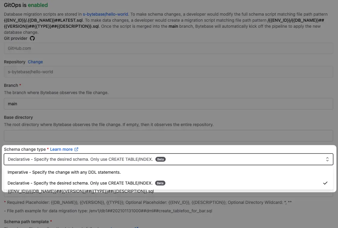 select-schema-change-type