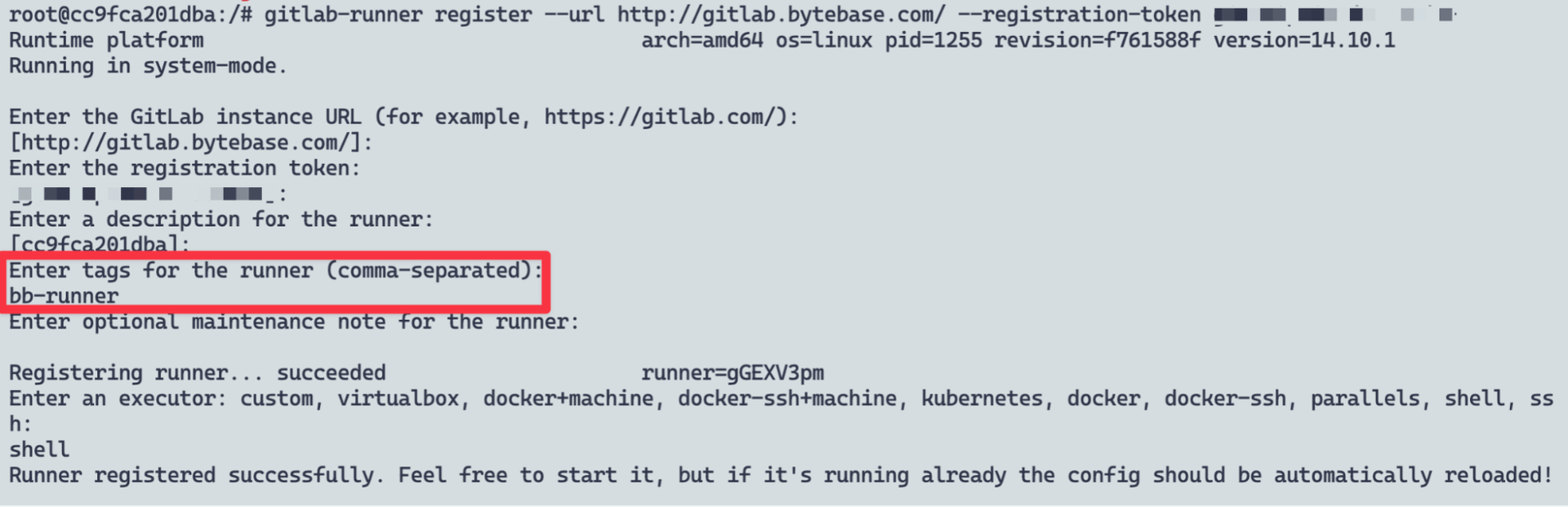 tag for gitlab runner