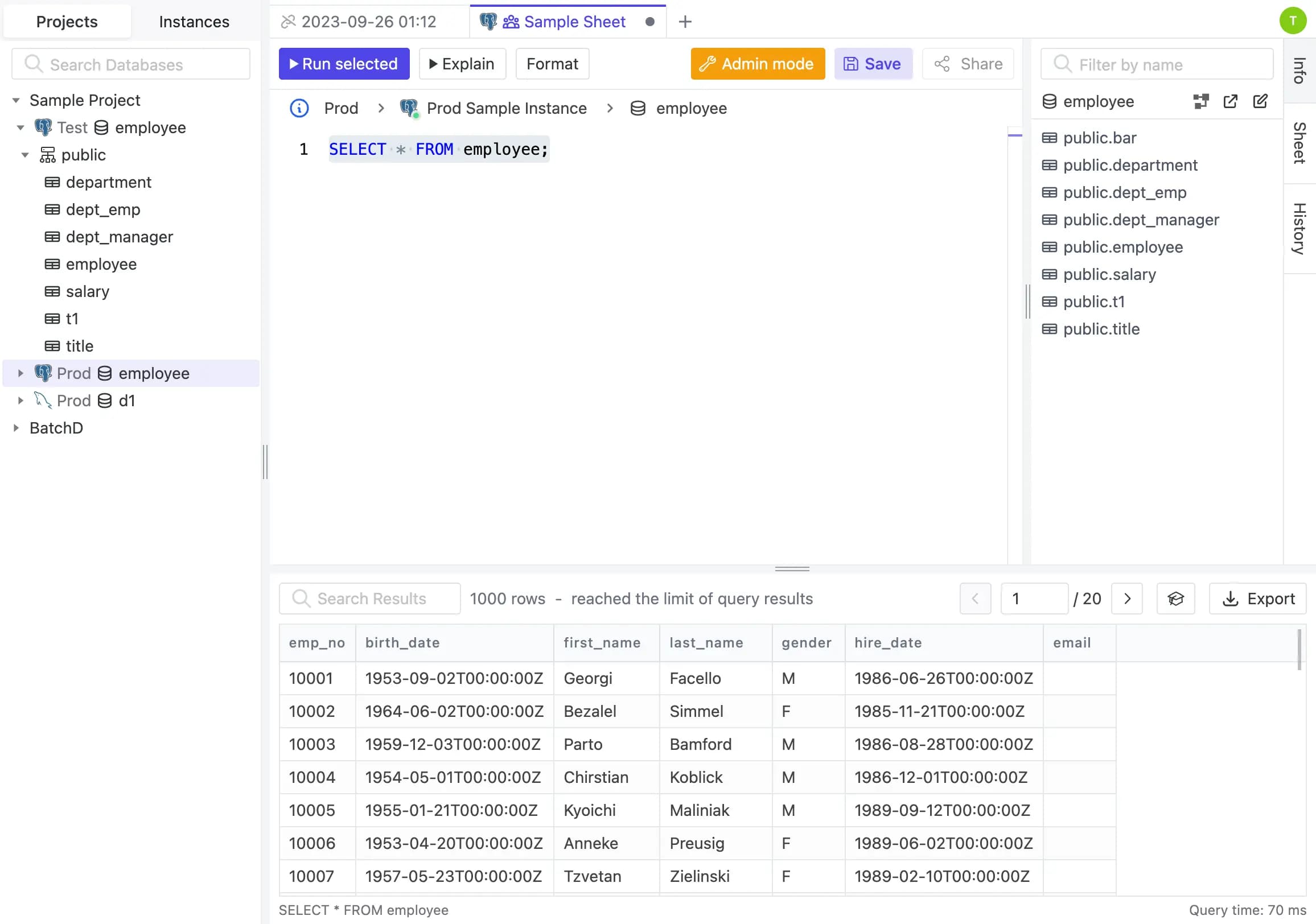 Run and explain query